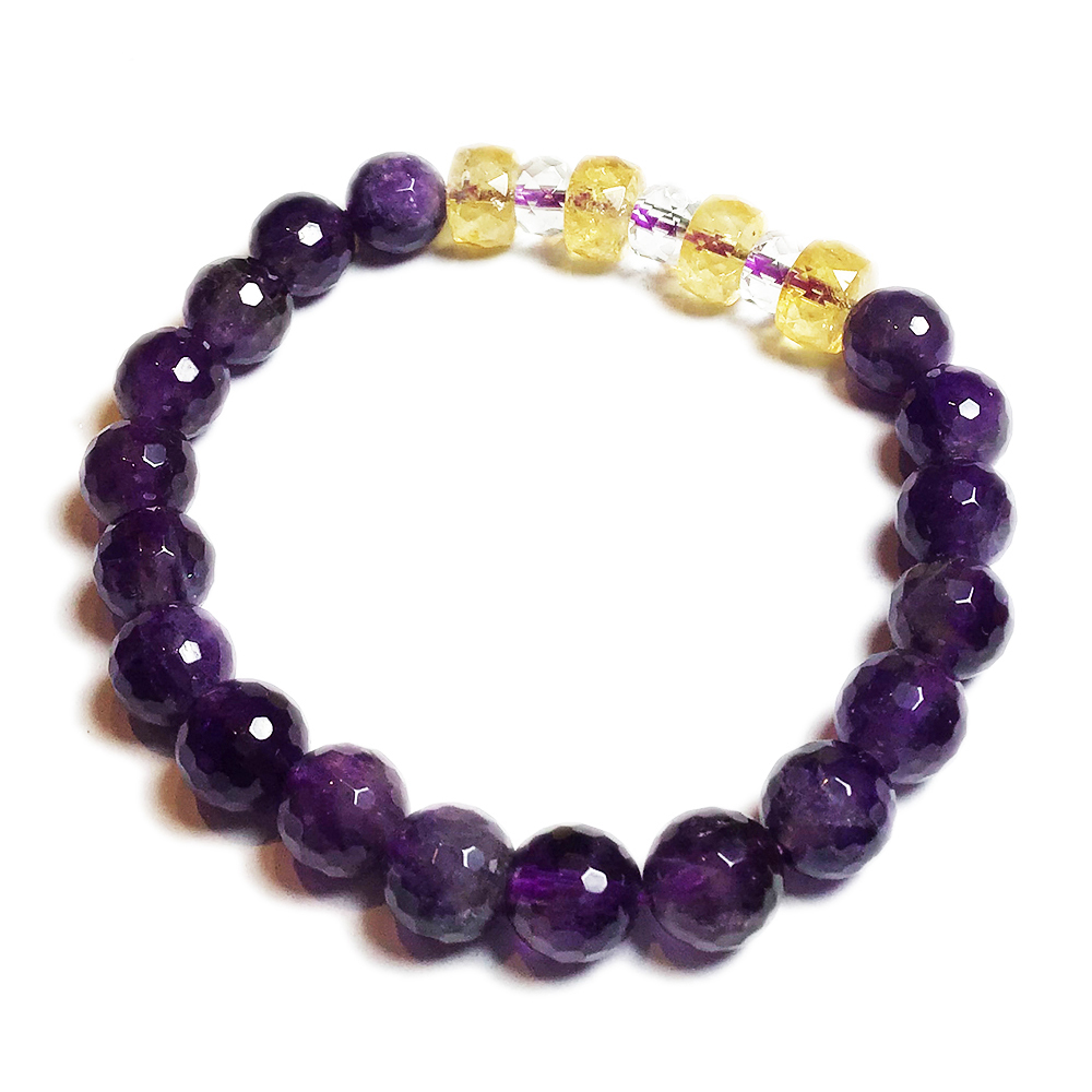 黃晶+紫晶 晶鑽 手珠8mm【十方】146167