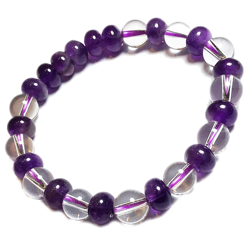 紫晶+水晶手珠8mm【十方】146134