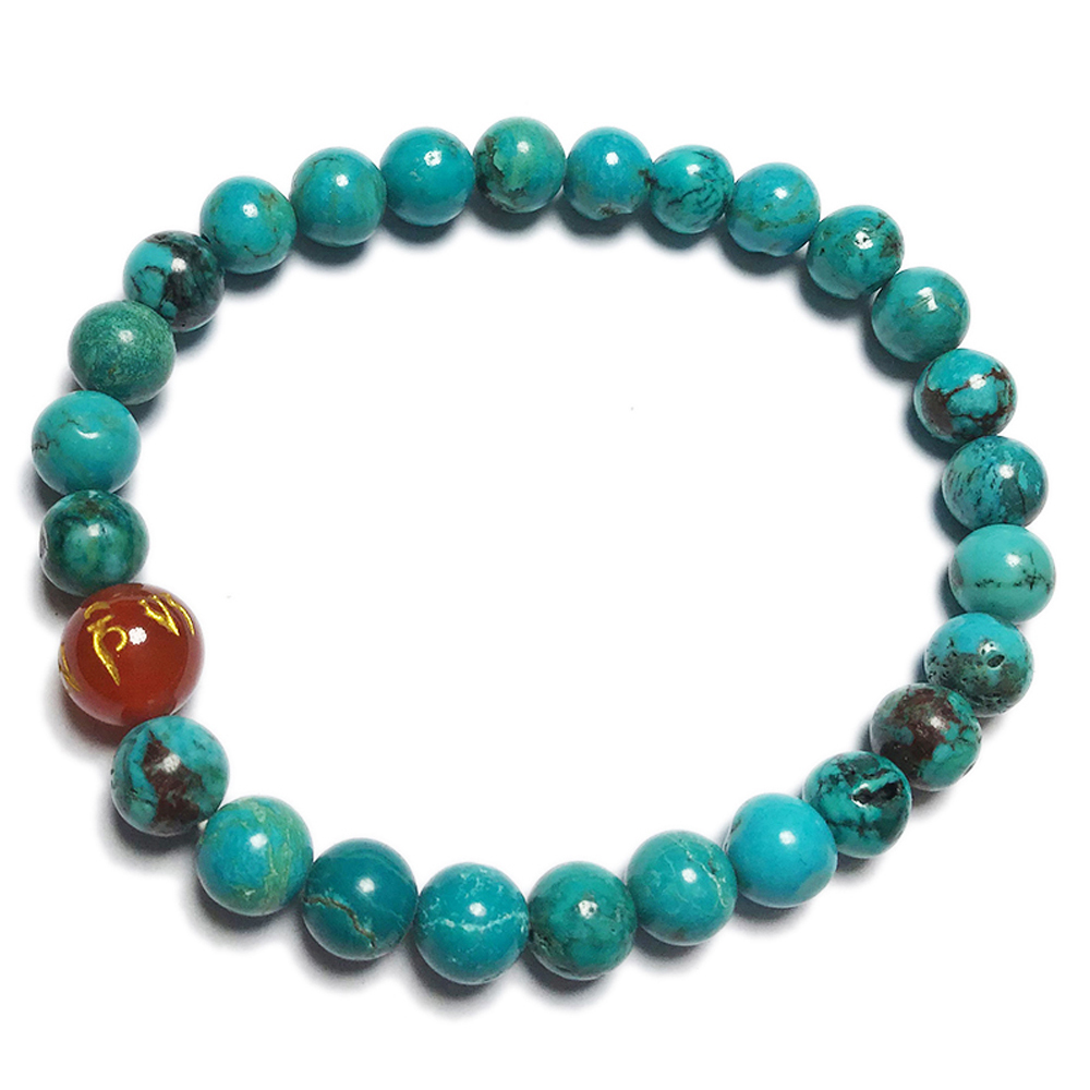 六字真言(紅玉髓)+綠松石手珠6mm【十方】146149