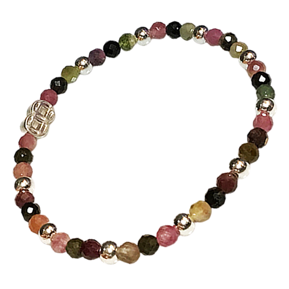 財源滾滾925銀圓珠+碧璽手珠3mm【十方】146732