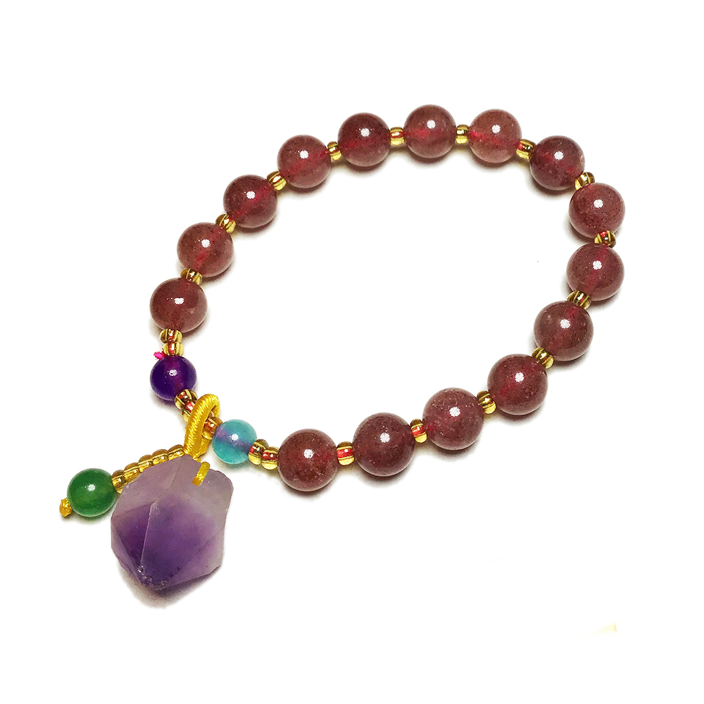紫晶柱+草莓晶手珠8mm 【十方】147610