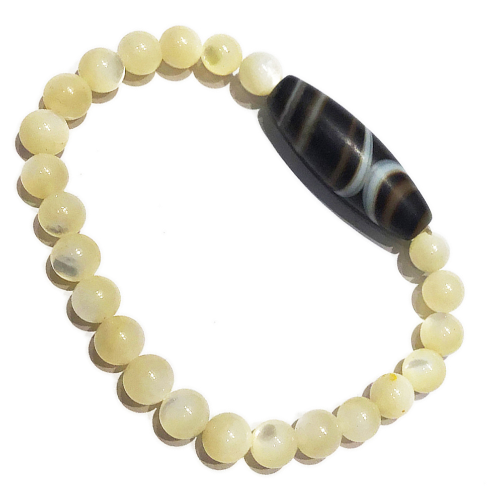 藥師珠天珠+珍珠貝手珠6mm【十方】147701