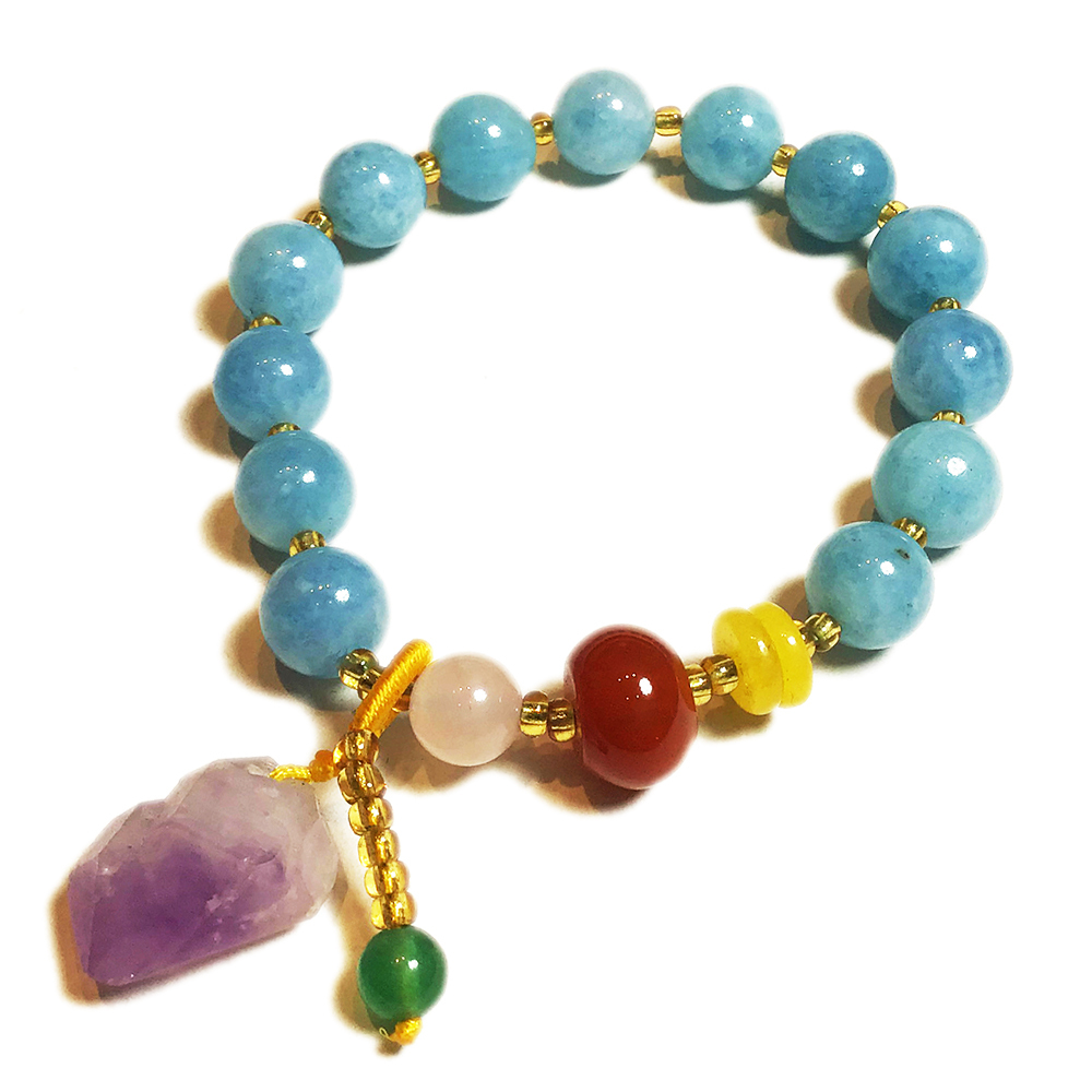 紫晶柱+海藍寶手珠10mm 【十方】147608