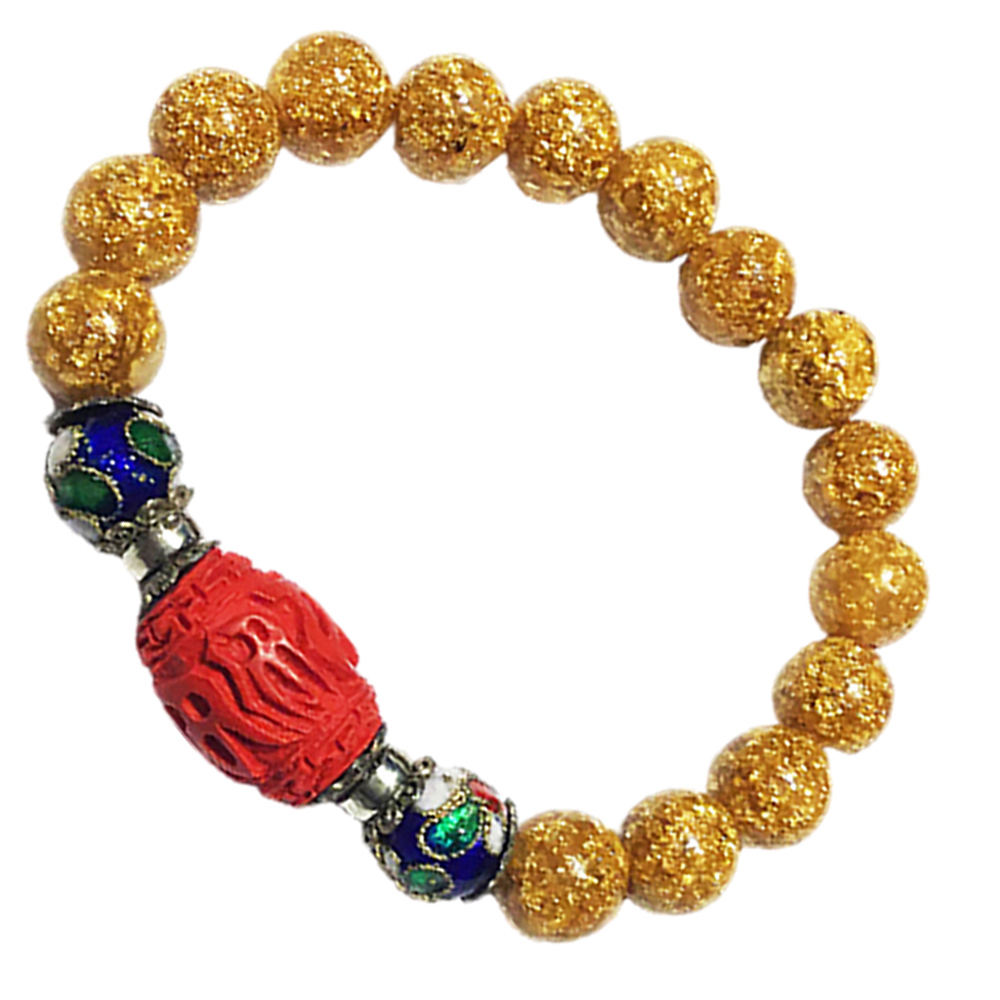 六字真言{硃砂}金箔手珠10mm【十方】148268