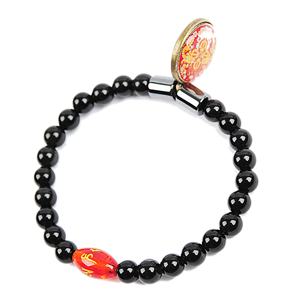 十字杵圓牌+ 黑曜岩手珠6mm【十方】148831