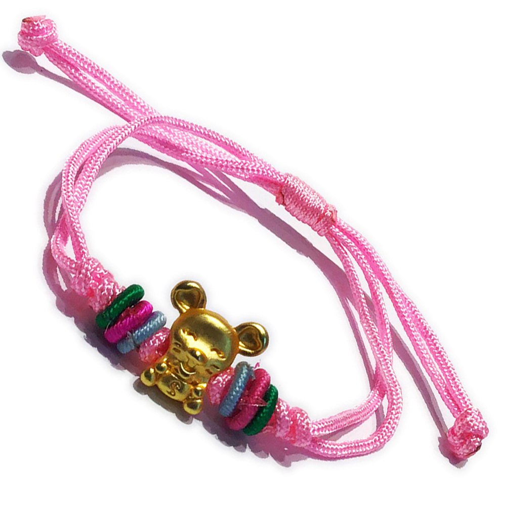 黃金鼠 粉色中國結手鍊【十方】148838