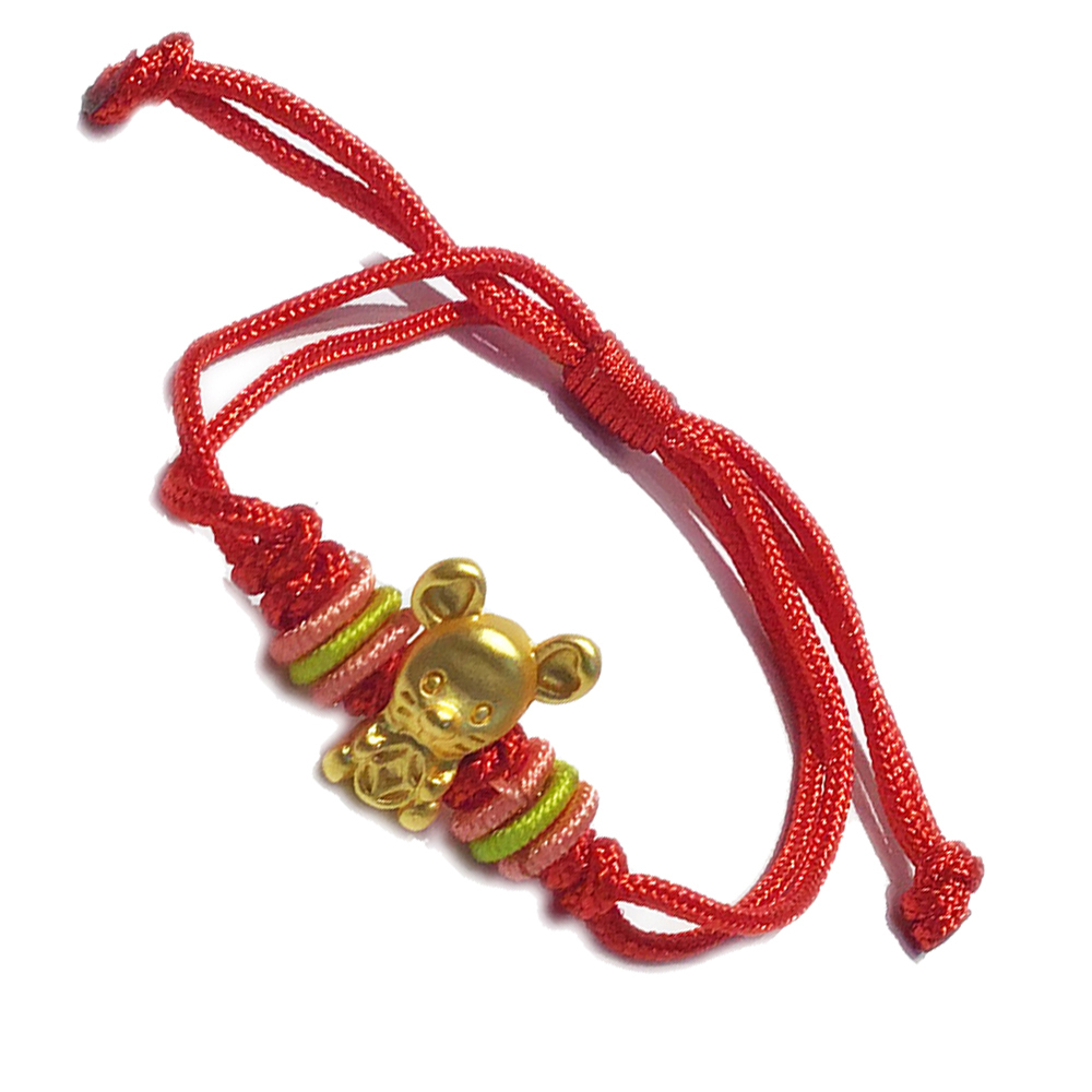 黃金鼠 紅色中國結手鍊【十方】148839