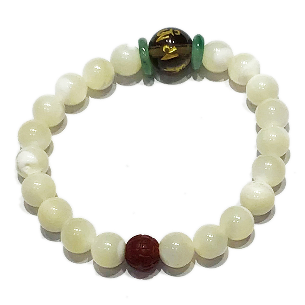 六字真言茶晶+硨磲兒童手珠6mm【十方】149810