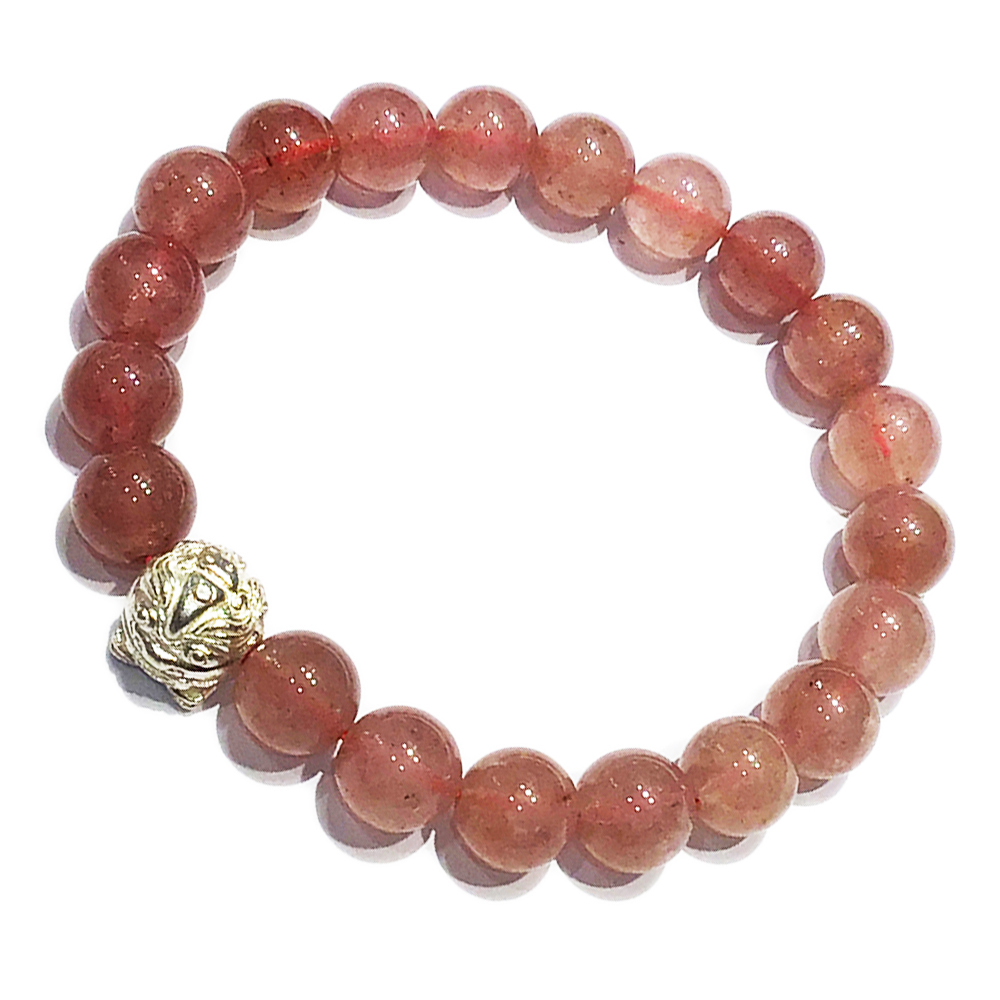 風獅爺925純銀珠+草莓晶手珠9mm【十方】149780