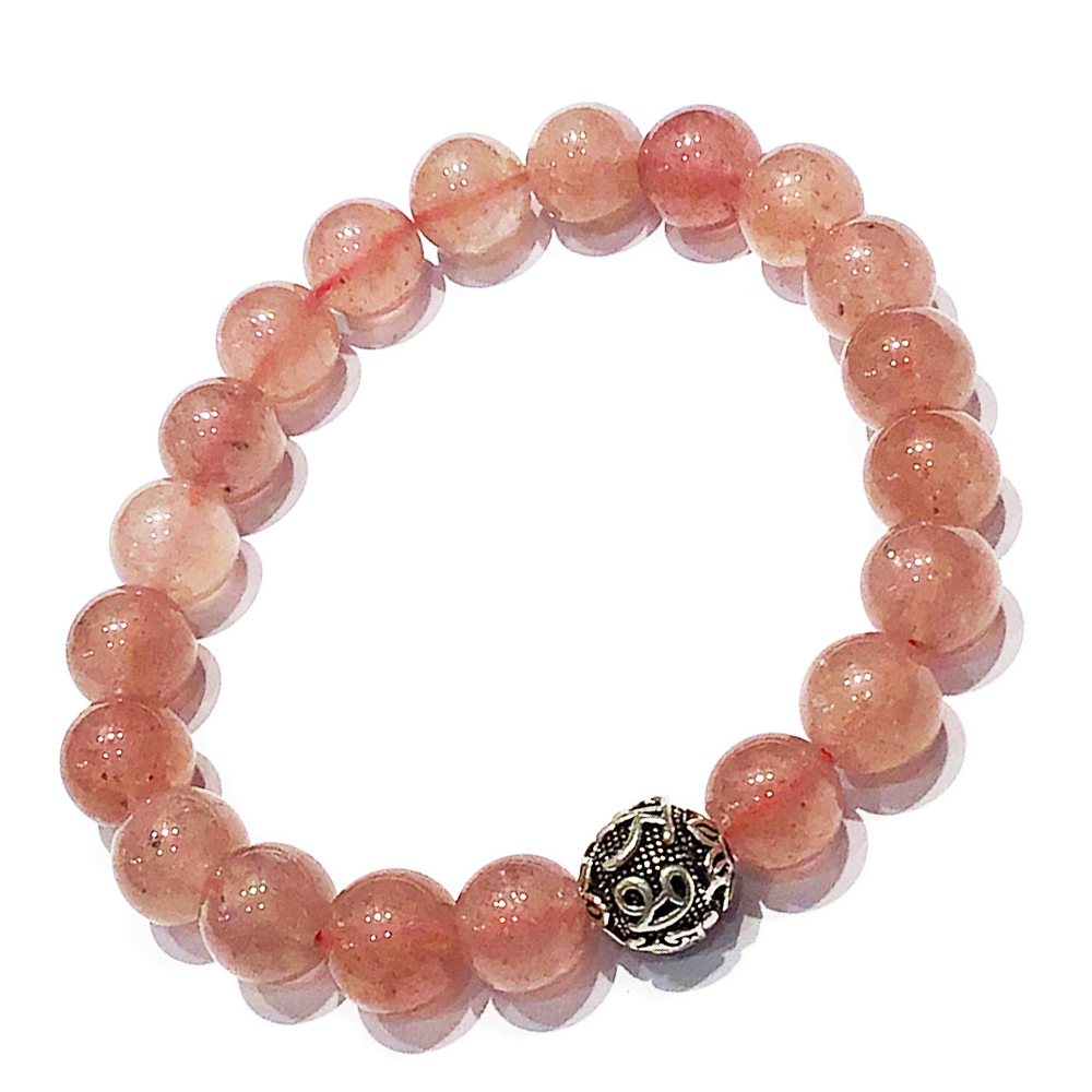 六字真言925純銀珠+草莓晶手珠9mm【十方】149777