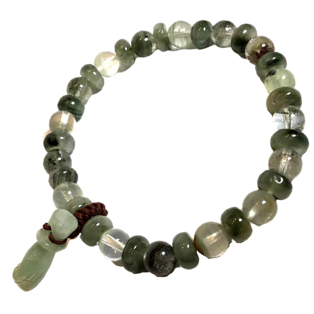 玉佛手+綠幽靈水晶手珠6.7mm【十方】150364