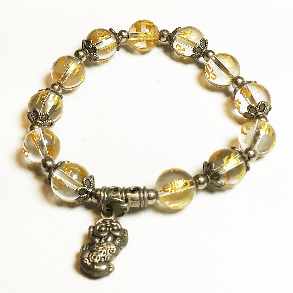 招財貔貅+六字真言水晶平安手珠10mm【十方】150136