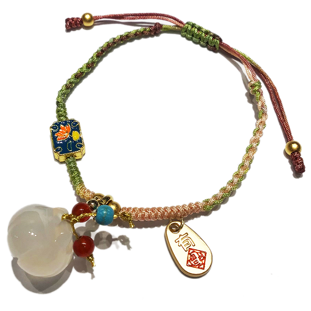 錢袋{玉髓}沙金 編織手鍊【十方】151105