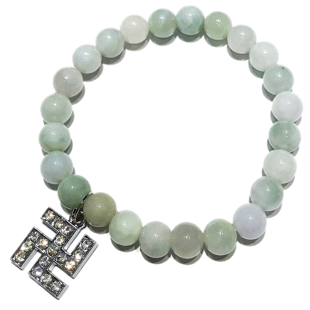 卍{鑲鑽}+緬甸玉圓珠手珠7.7mm【十方】150760