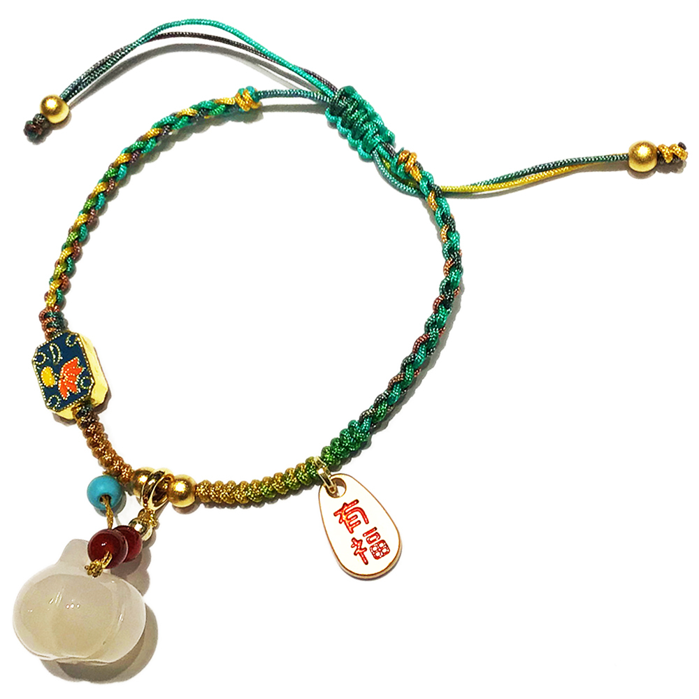 錢袋{玉髓}沙金 編織手鍊【十方】151104