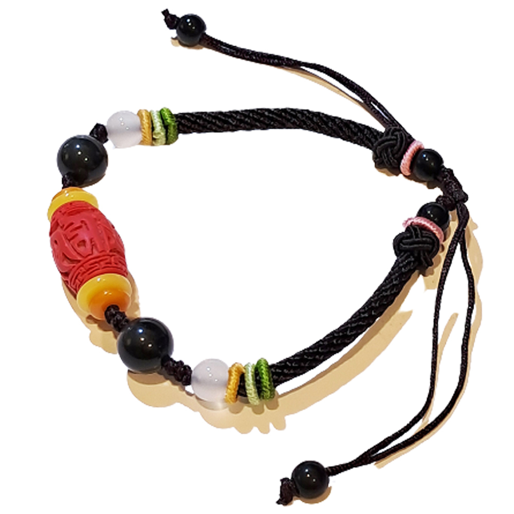 六字真言{毫雕}硃砂 中國結手鍊【十方】151521