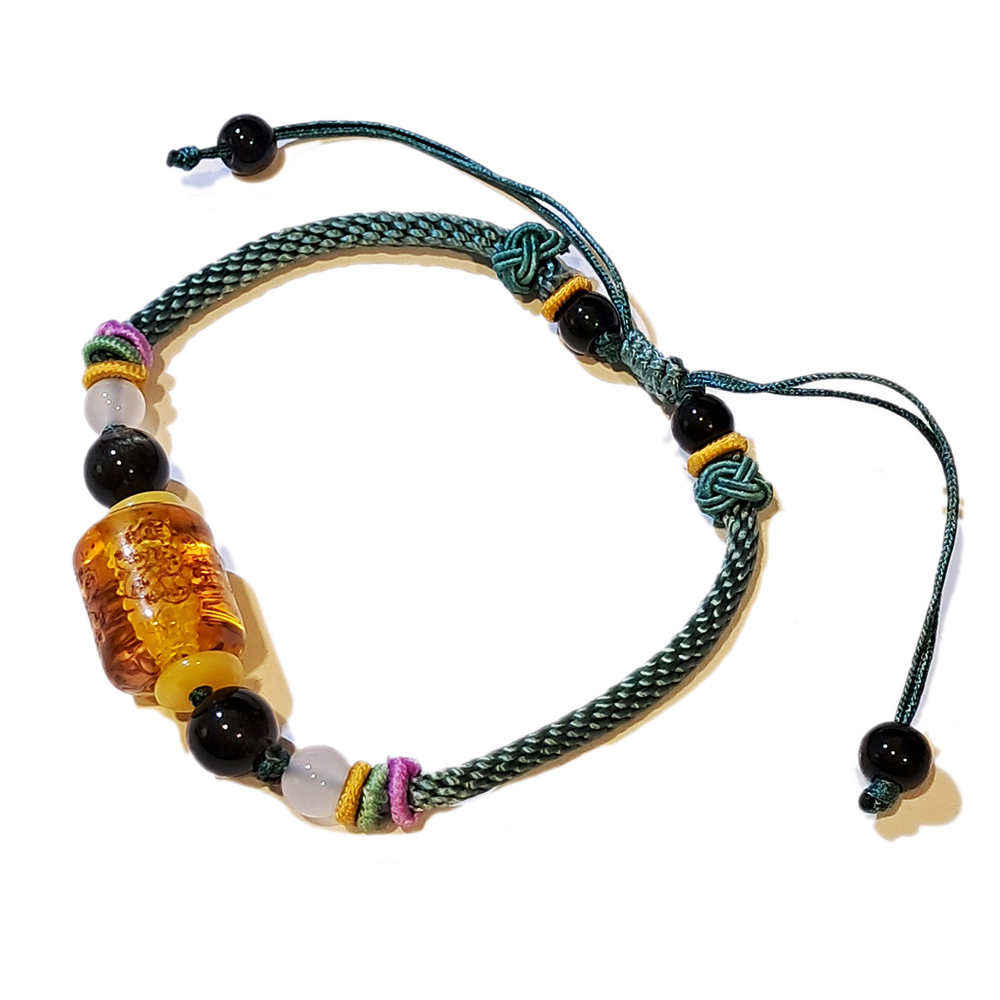 六字真言{琥珀}中國結手鍊【十方】151564