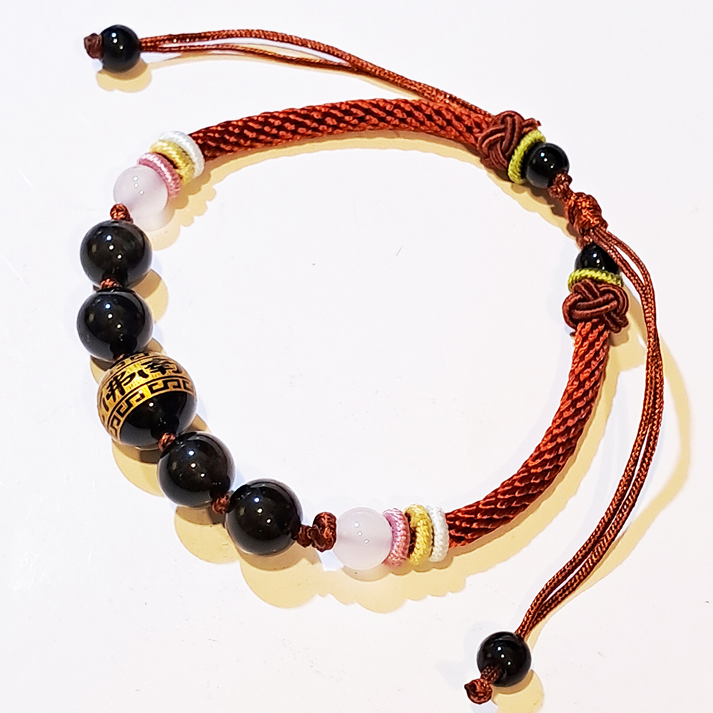 阿彌陀佛{毫雕}黑玉髓 中國結手鍊【十方】151532