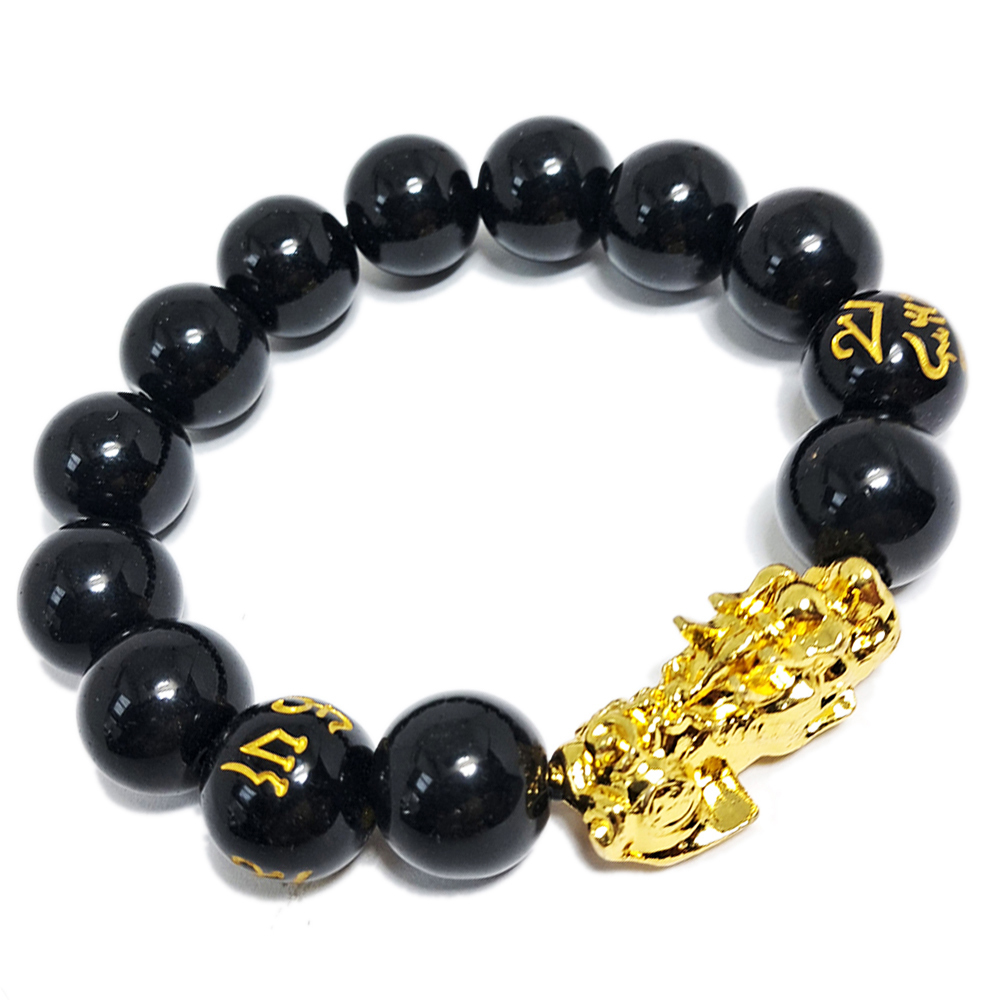 金貔貅黑瑪瑙手珠14mm【十方】152135