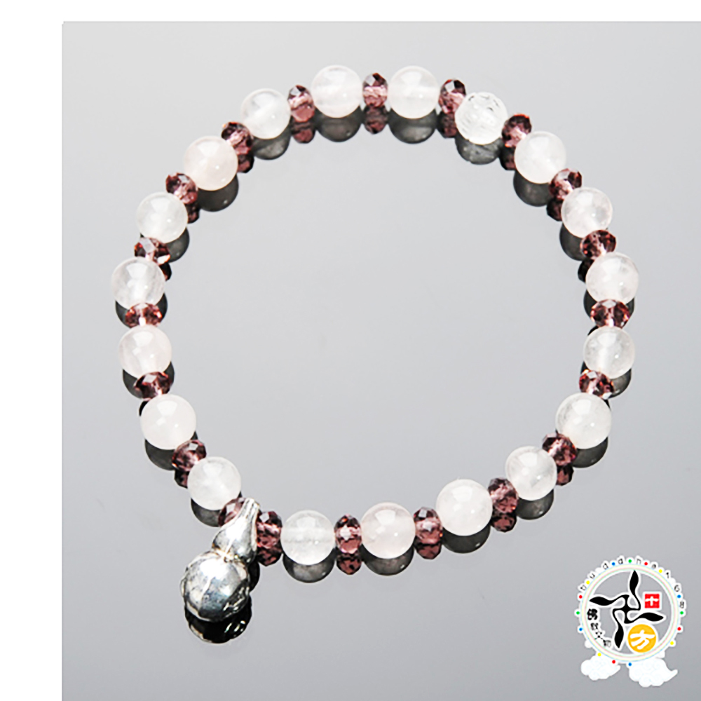 葫蘆{藏銀}+粉晶手珠6mm【十方】136003