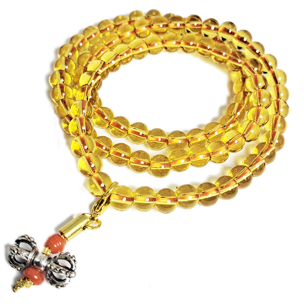 金剛杵&黃琉璃3圈手珠6mm【十方】152592