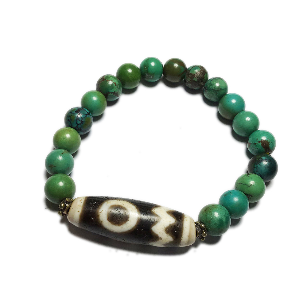 天地眼天珠&綠松石手珠9mm【十方】121154