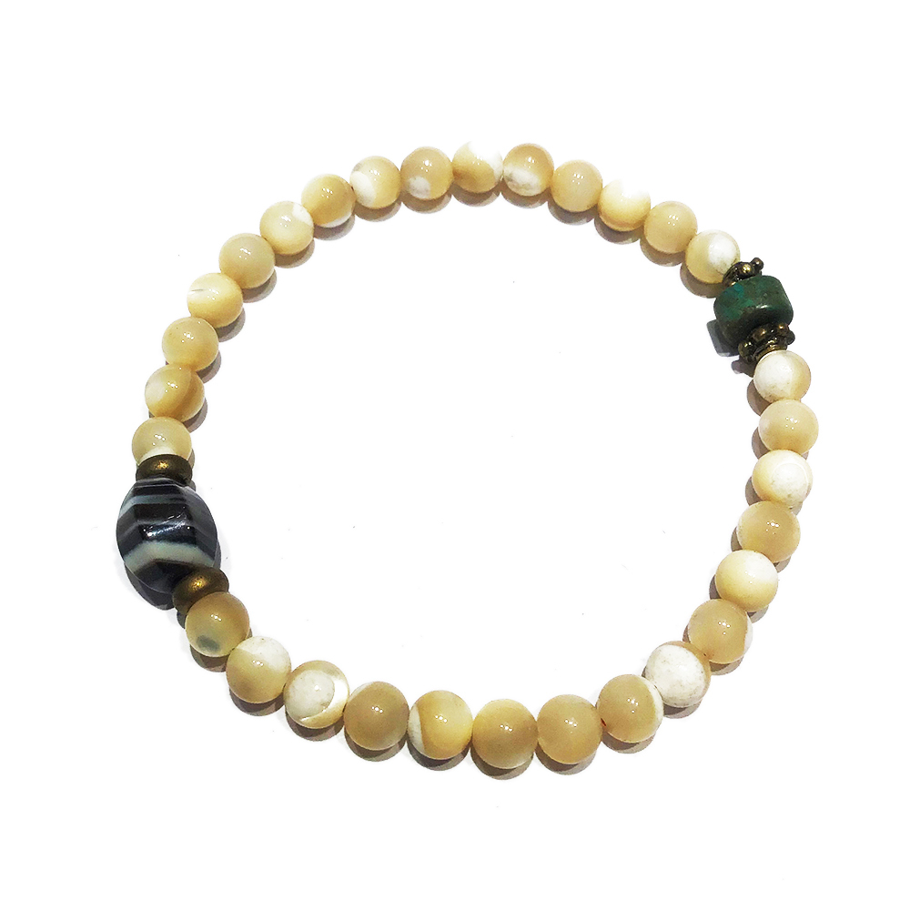 珍珠貝&線珠手珠6mm【十方】119744