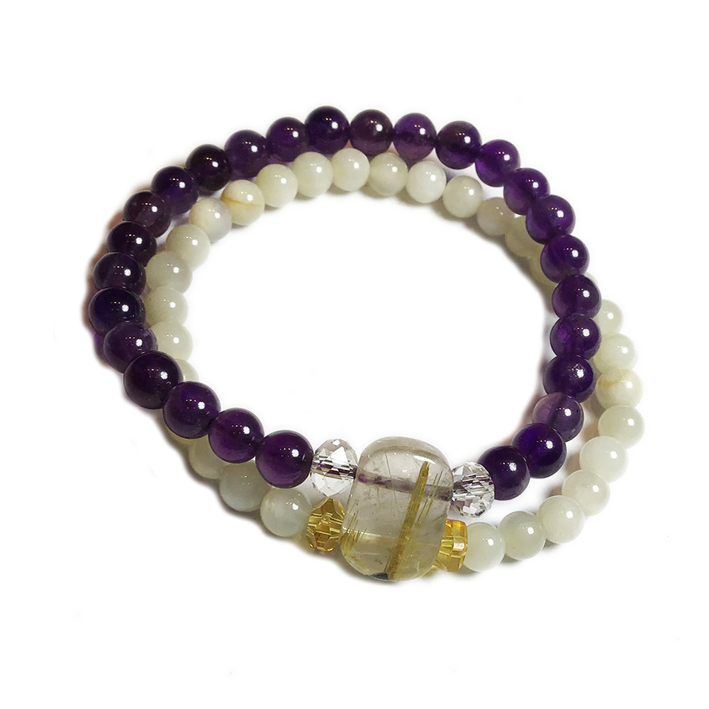 鈦晶&月光石&紫晶手珠6mm【十方】123247