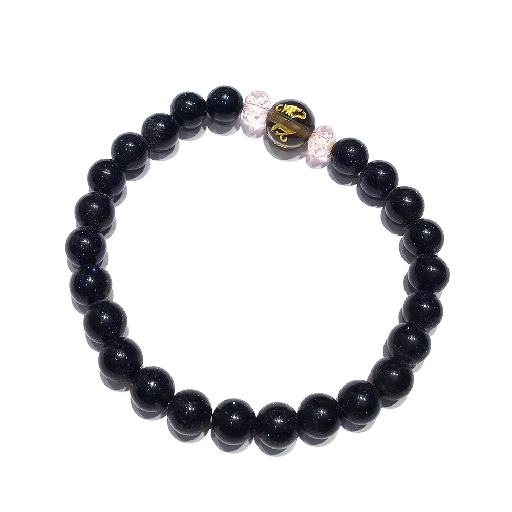 六字真言{茶晶}&藍砂石兒童手珠6mm【十方】122929