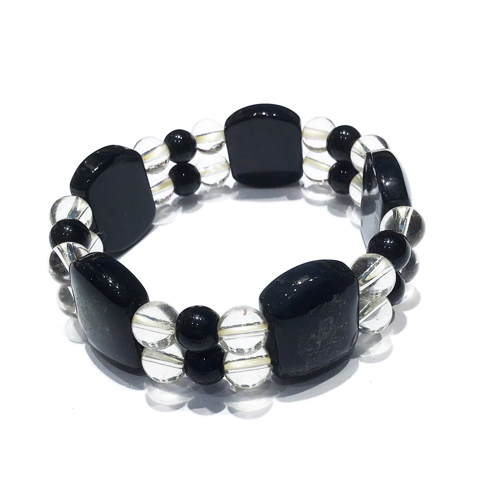 不動明王{黑曜岩}&水晶手珠【十方】123420