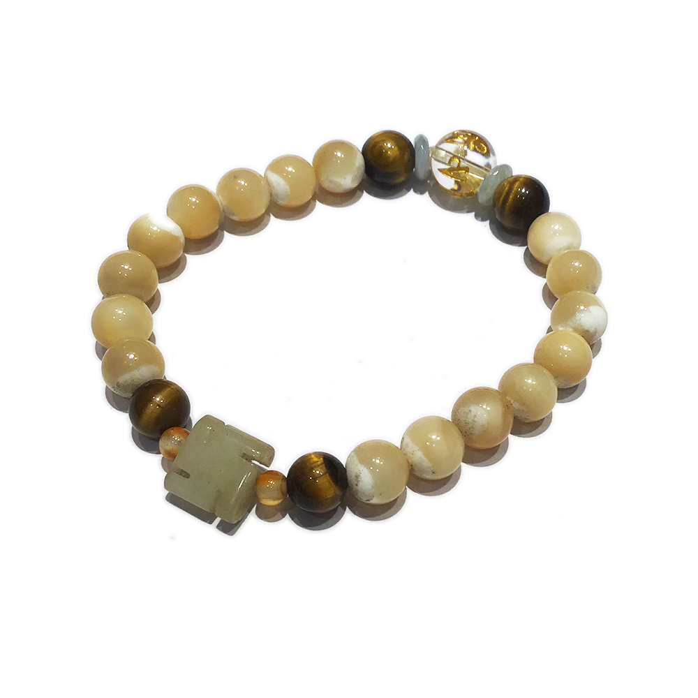 六字真言&虎眼&珍珠硨磲手珠8mm【十方】124243