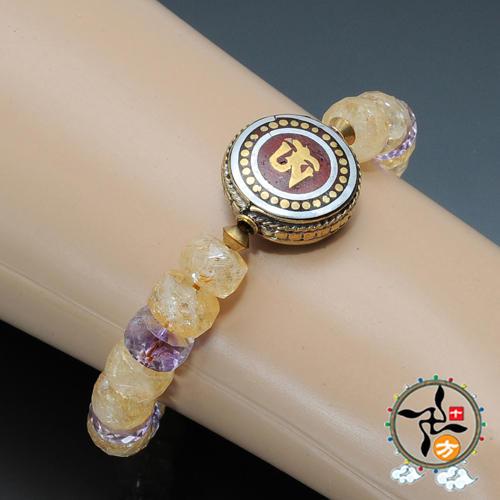 嗡{銅珠}&黃晶{晶鑽}手鍊10*6mm【十方】128389