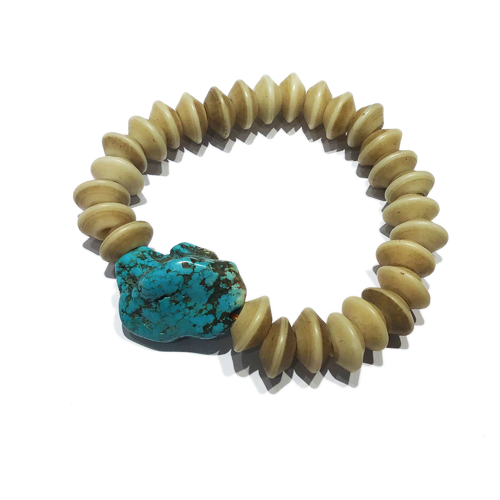 綠松石&骨珠手珠12*7mm【十方】128230