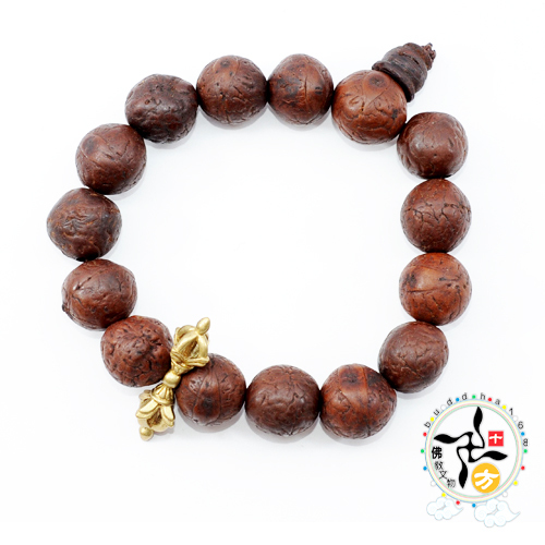 金剛杵(銅鎏金)&鳳眼菩提手珠15mm【十方】130245