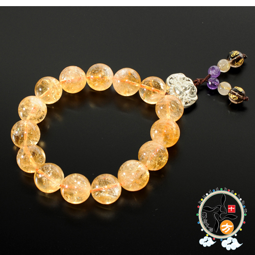 五福臨門{銀}&黃晶手珠14mm【十方】129901