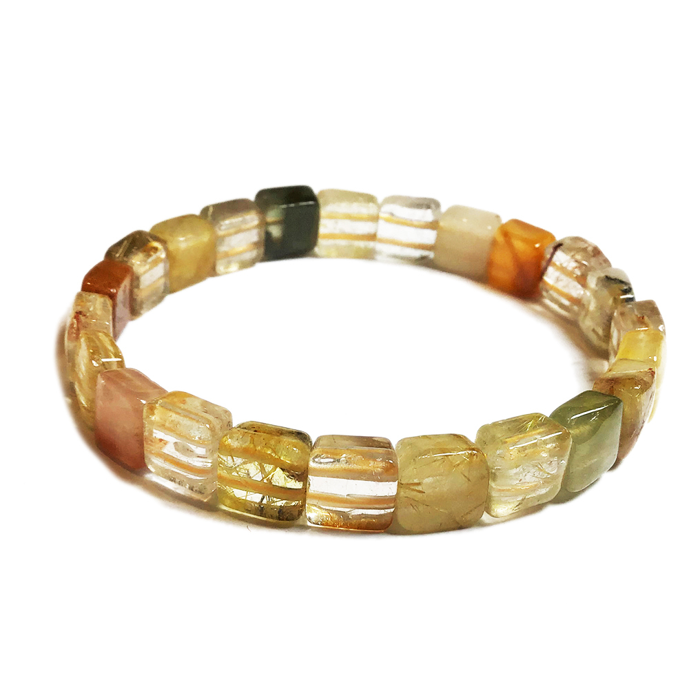 招財鈦晶&黃晶方型手鍊8mm【十方】129904