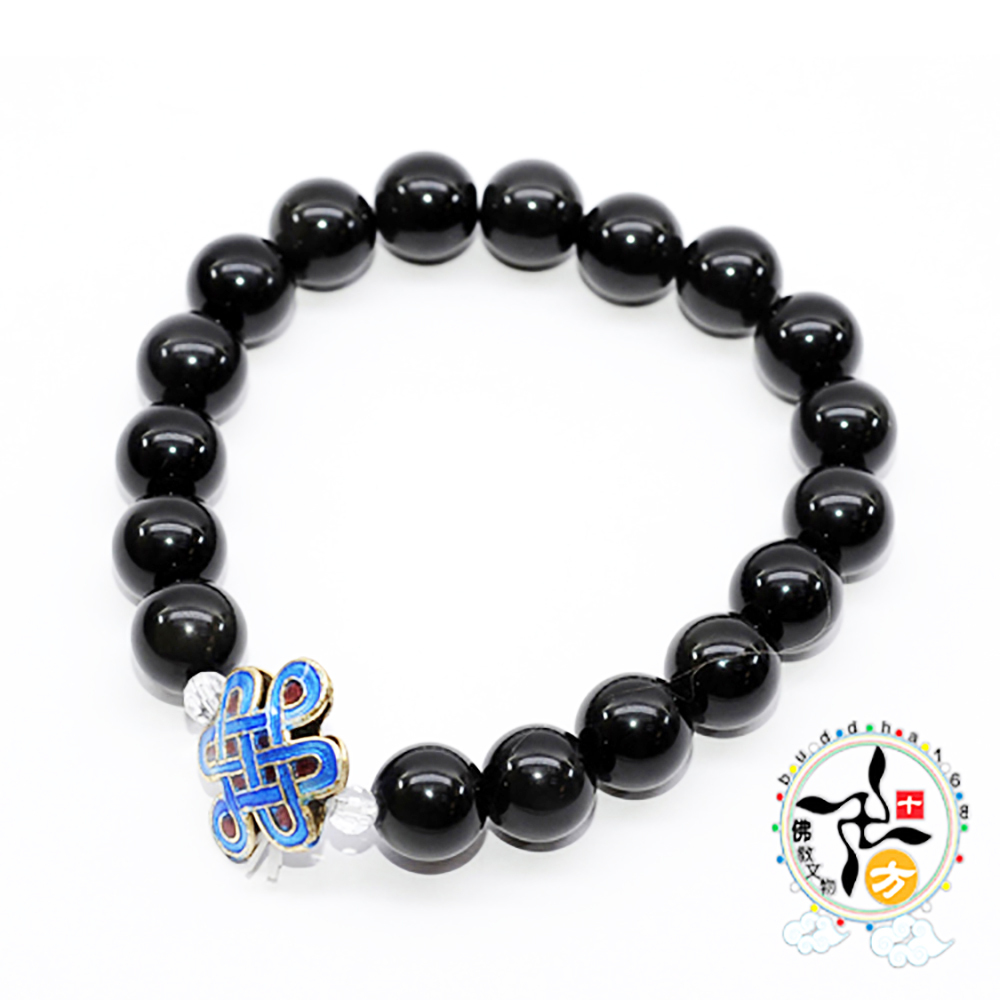 吉祥結{琺瑯}黑曜岩手珠10mm【十方】130260