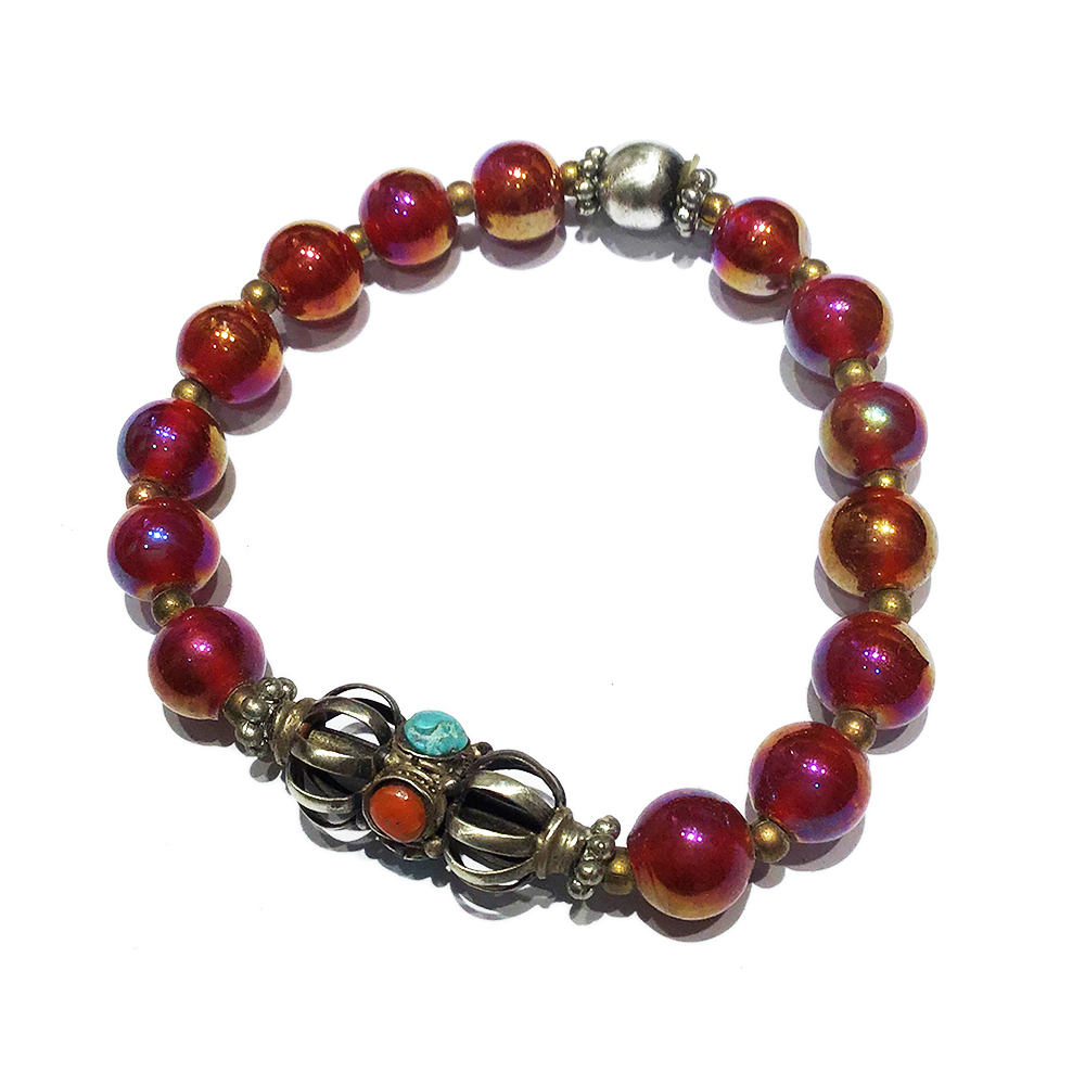 金剛杵925銀&紫琉璃手鍊8mm【十方】131076