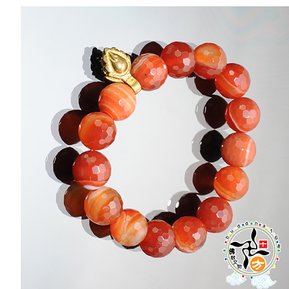 金摩尼寶&印度瑪瑙{晶鑽}手珠14mm【十方】130666