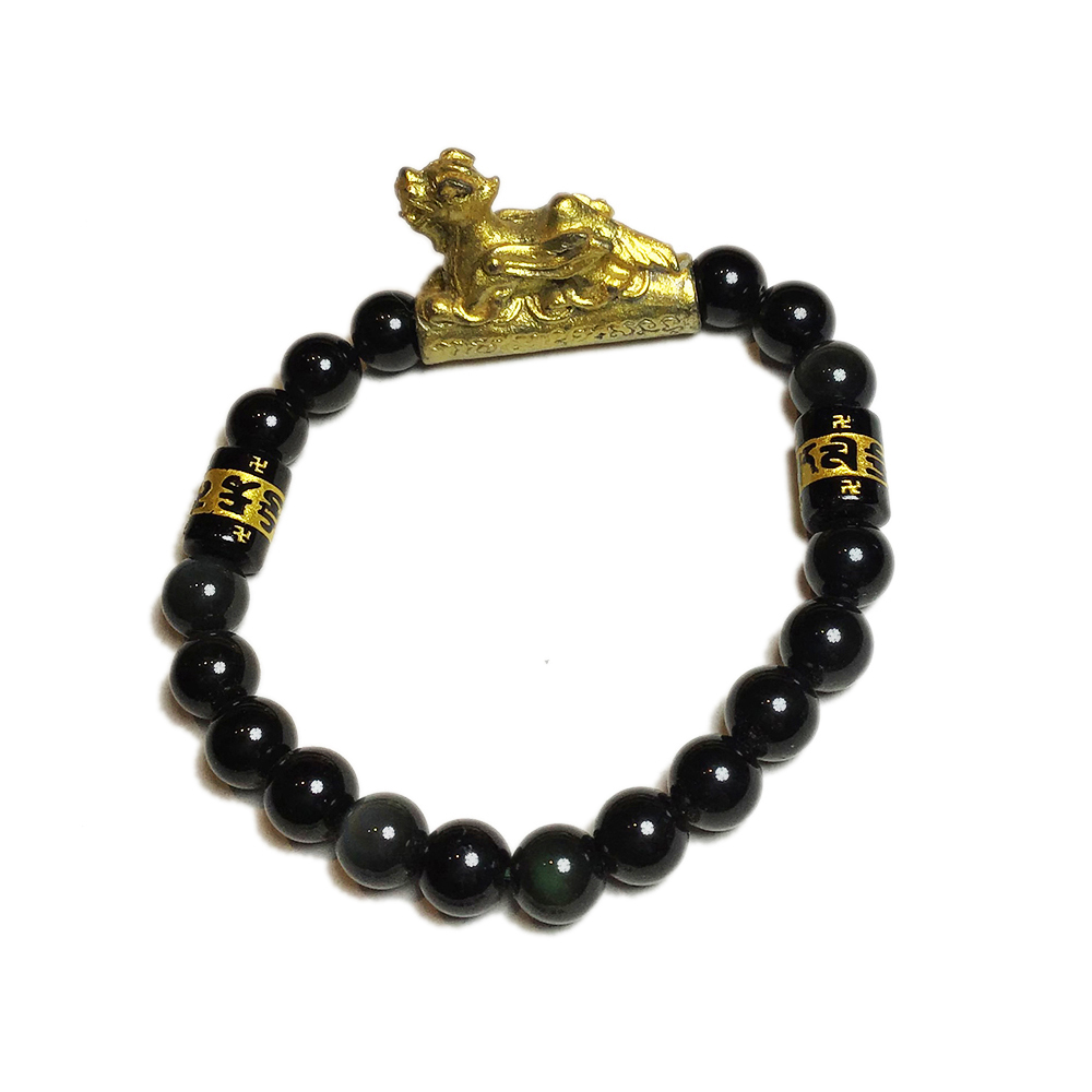  招財飛天貔貅{黑曜岩}手珠8mm【十方】133600