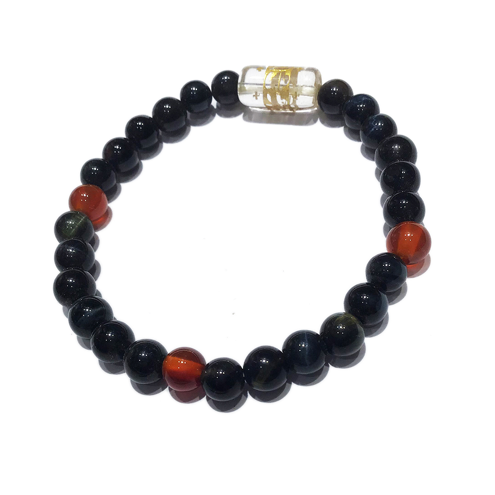  轉經輪{水晶}黑曜岩手珠6mm【十方】133693