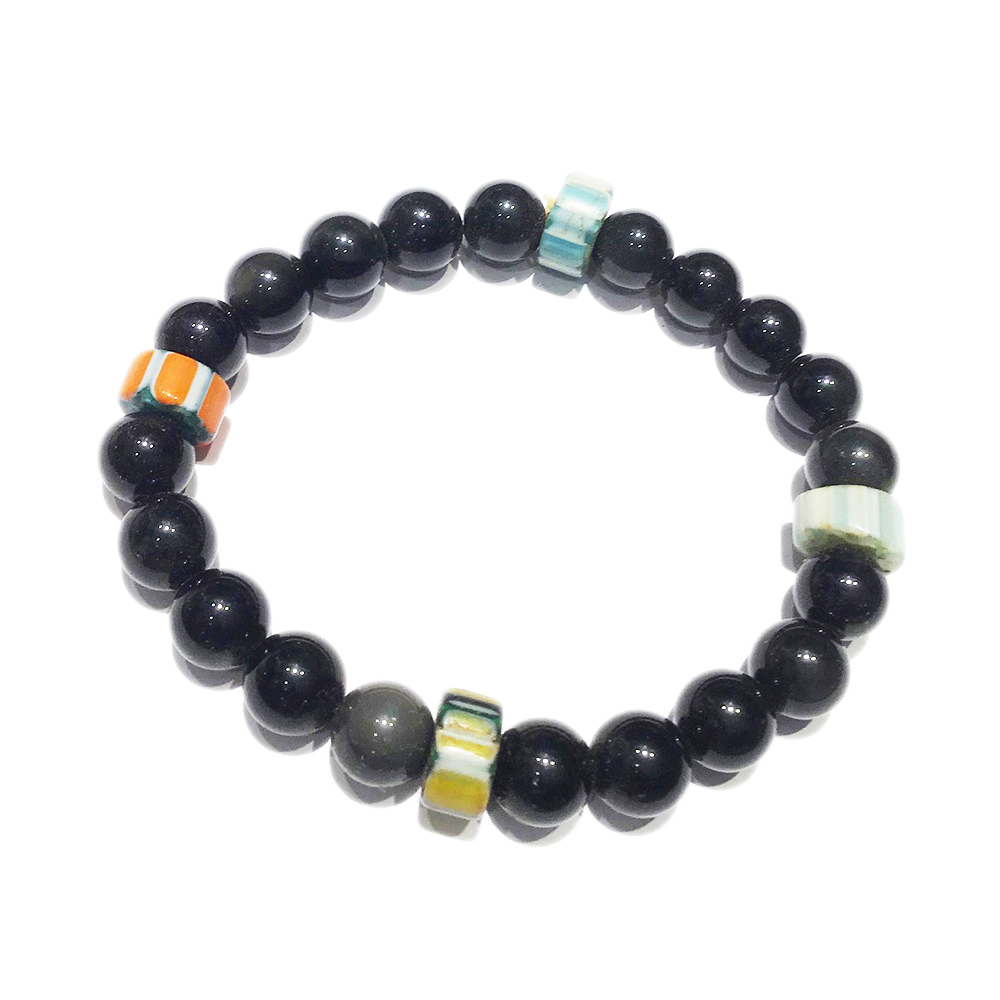 雪芙蘭琉璃+黑曜手珠8mm【十方】134344