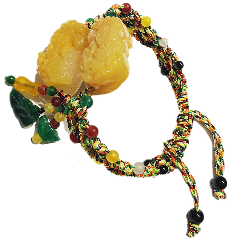 旺財貔貅{黃玉}五色線手鍊【十方】133679