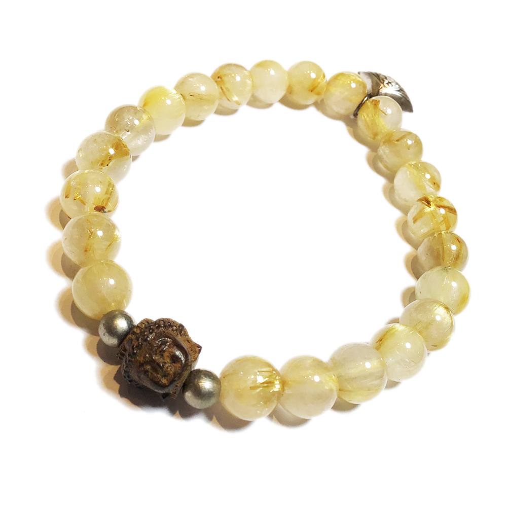 佛首{土沉木}+貝925銀鈦晶手珠8mm【十方】134951