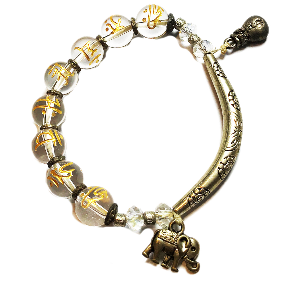 藏銀+發財咒水晶手珠10 mm【十方】134916