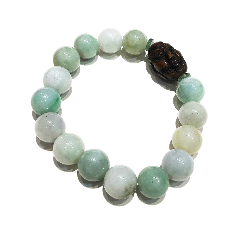 羅漢(黑檀)+緬甸玉芙蓉種手珠12mm【十方】135679