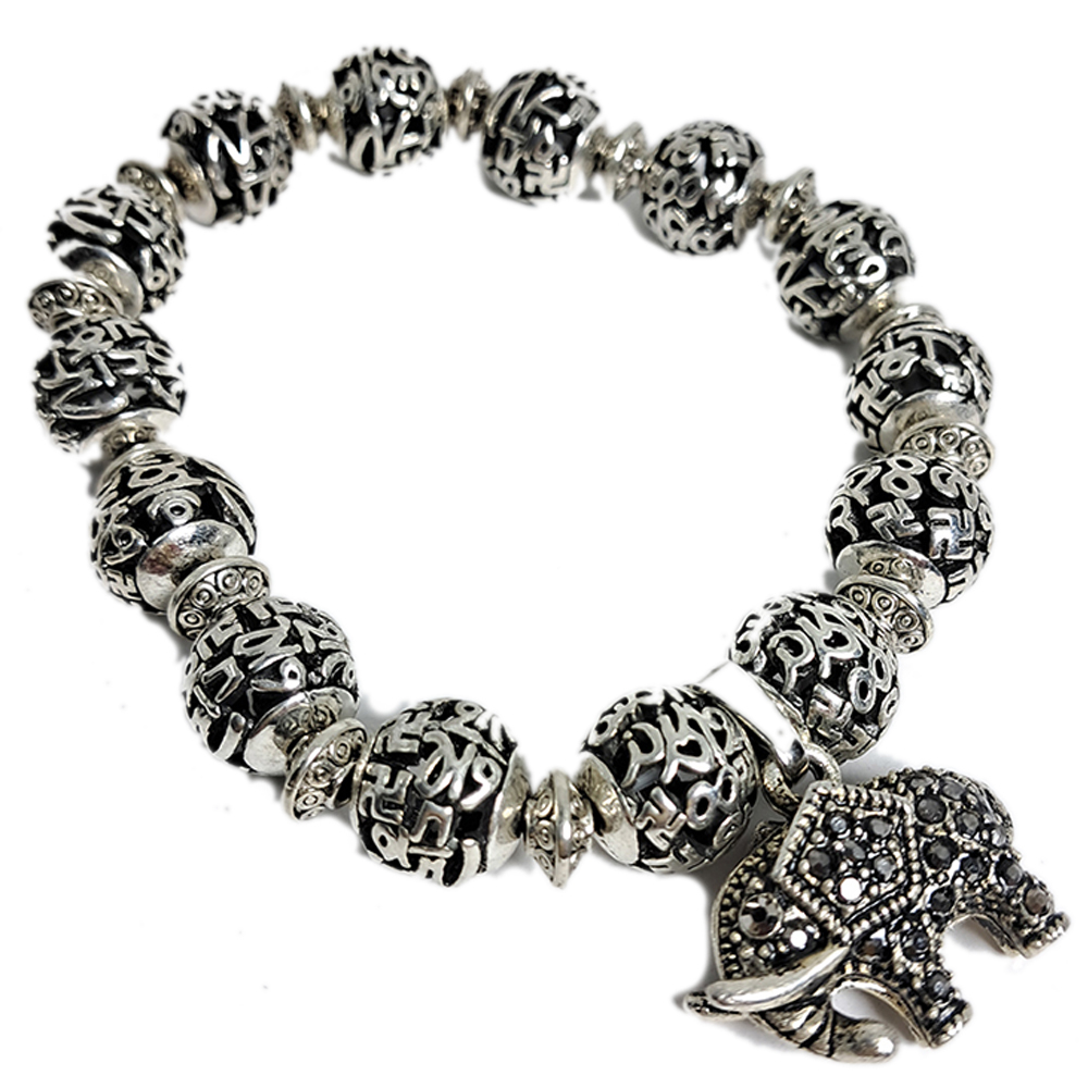 開運吉象(祥)咒語藏銀手珠10mm【十方】135609