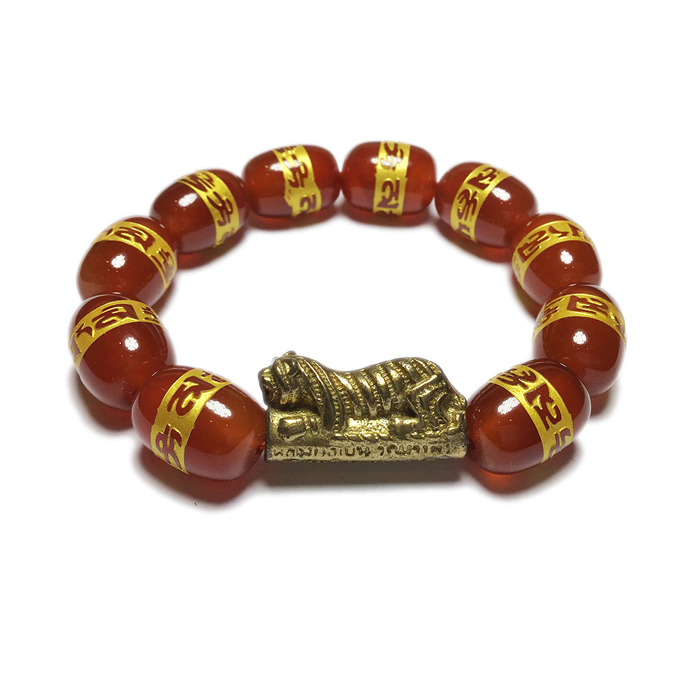 咬錢虎+紅玉髓(六字真言)手珠13*18mm【十方】135467