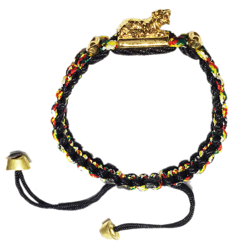 咬錢虎+金元寶五色線手鍊(黑)【十方】136203