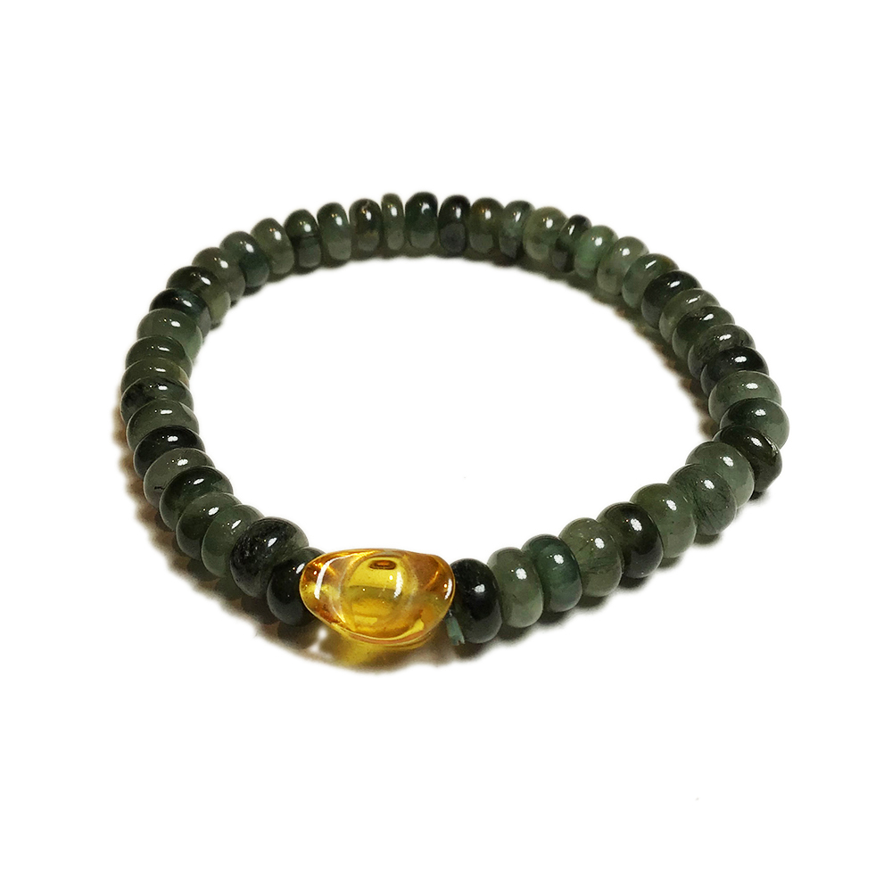 元寶(黃晶)+綠髮晶3*6mm【十方】137109